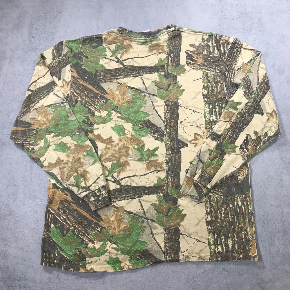 Vintage Realtree Camo Shirt Mens XL Long Sleeve Pocket T USA 90s Rattlers Brand